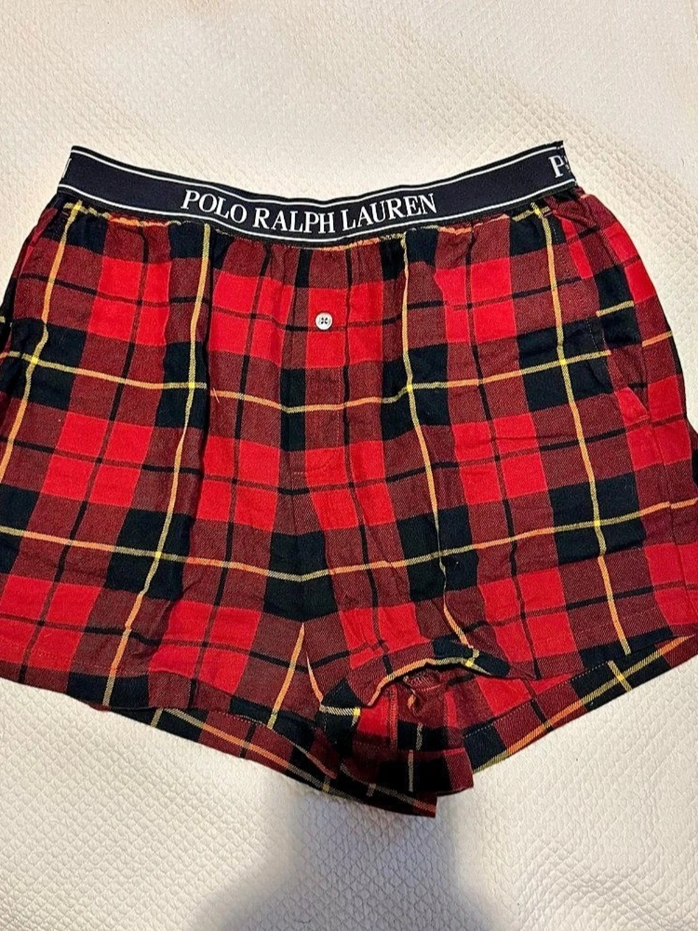 Polo Ralph Lauren womens Plaid flannel Woven Cotton Boxer Red & Black Small